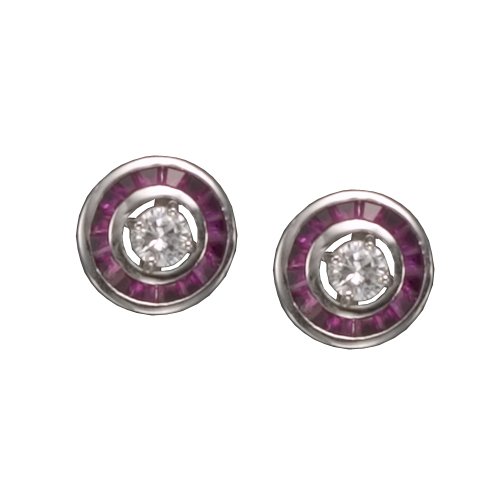 C.Z. RUBY RHODIUM PLATED (.925) STERLING SILVER EARRINGS JACKET