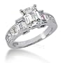 14K White Gold Engagement Ring - 2.00CT Emerald Cut Diamond Ring(H-I Color, I1 Clarity), All Sizes Available
