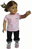 Boyfriend Jeans with an Alligator Tee Works with Pink & Green Plaid Boat Shoes. Outfit fits 18