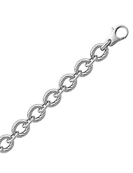 Sterling Silver Diamond Cut Chain Style Rhodium Plated Bracelet