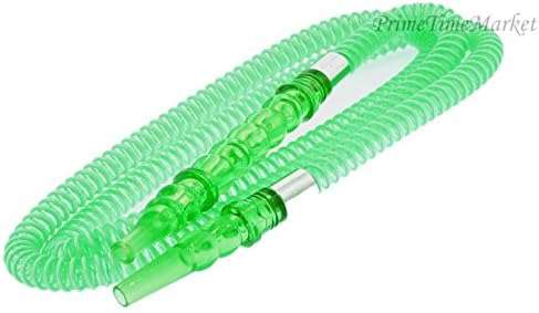 Zahrah Green Washable 2.0 Plastic Hose Thick Wide Draw Hookah Shisha Nargila + 5 Free Mouth Tips + Silicone Hose Grommet Tonic Gasket
