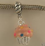 Enamel Silver Plated Cupcake dangle charm bead fits Pandora Biagi