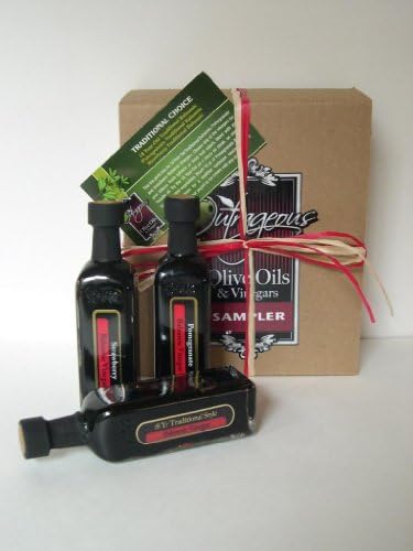 Traditional Choice Mini Sampler - Three 2-oz Bottles: Strawberry, Pomegranate, and 18 Year Old Traditional Style Balsamic Vinegar