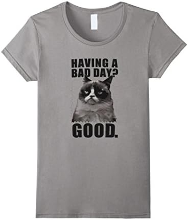 Women's Cat Shirt - Having a bad day? T-shirt Large Slate