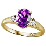 1.39 cttw Genuine Amethyst and Diamond Ring - 14kt Yellow Gold LIFETIME WARRANTY