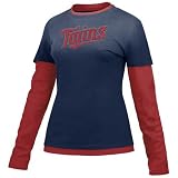 Nike - Nike Minnesota Twins Navy Blue Ladies Double Layer Cut Out Long Sleeve T-shirt