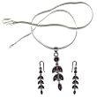 Pendant and Earrings Set Sterling Silver Garnet Jewelry (gpers009b)