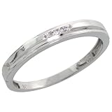 10k White Gold Ladies Diamond Wedding Band Ring 0.02 cttw Brilliant Cut, 1/8 inch 3mm wide, Size 10