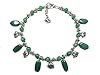 Good Luck Elephant Silver Tone Anklet Bracelet Fashion Jewelry Green Glass Beads, Gift for Her