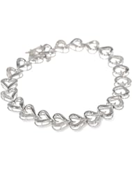 Sterling Silver Diamond Heart Bracelet (0.05 Cttw, I-J Color, I2-I3 Clarity), 7.25"