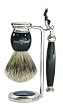 Edwin Jagger S281k44 Handmade English Faux Ebony Three Piece Shaving Set  Black