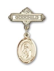 14K Gold Baby Badge with St. Paul the Apostle Charm and Godchild Badge Pin