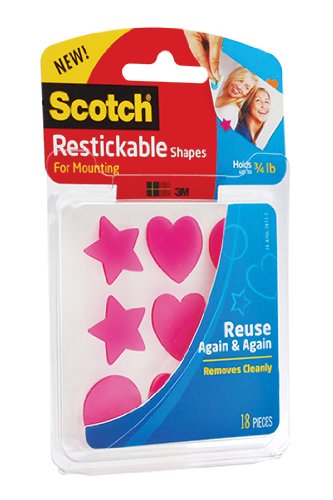 Quality Scotch Restickable Shapes Pink Assorted 7/8 X 7/8 In By 3M Company