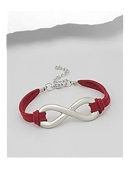 Red Infinity Artificial Suede Leather Bracelet In White Base