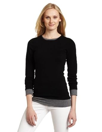 Minnie Rose Women's Double Layer Crew Shirt Minnie Rose Women's Double Layer Crew Shirt