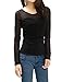 Allegra K Women Long Sleeves Scoop Neck Mesh Panel Top Black L