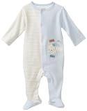 RENE ROFE Baby-Boys Newborn Baby Footed Coverall, Cream/Blue, Medium