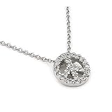 Small Peace Sign Cz Sterling Silver Necklace 16 Plus 1''