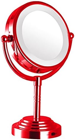 Modern Mirror 92231 Dual-Sided Led illuminated tabletop makeup mirror Red