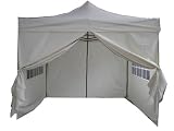 3x3 Heavy Duty Easy up Gazebo with side walls Natural White