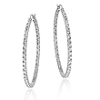 Sterling Silver 35mm Inside Out CZ Hoop Earrings