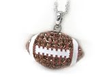 White Gold Plated Crystal Football Pendant Necklace