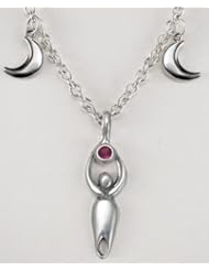 An Outstanding Sterling Silver Triple Goddess Necklace Accented with Genuine Pink Tourmaline