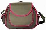 Little Company Hard Shell Shoulder Bag in Olive with Bright Pink