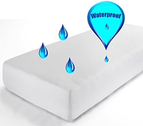 Bamboo Viscose Jersey Waterproof Fitted Crib Sheet and Crib Mattress Protector 2 in 1 Product By Healthy Baby Ideas (Unbleached White)