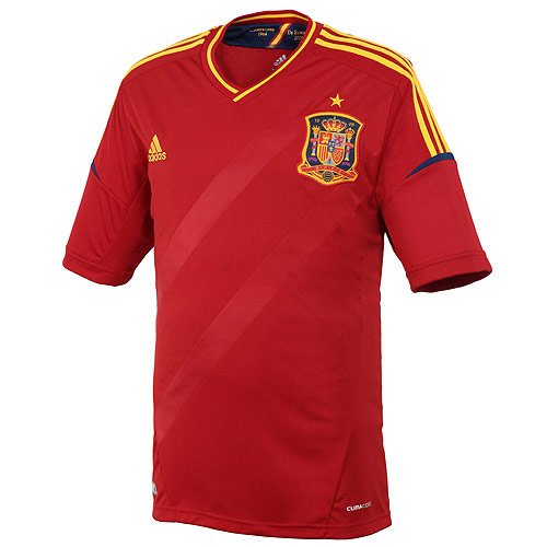 Spain Home Authentic Soccer Jersey, Large,Red