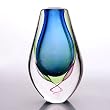 Aqua Blue Sommerso Handblown Multi-color Art Glass Vase 10" tall