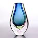 Aqua Blue Sommerso Handblown Multi-color Art Glass Vase 10