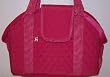 Designer Dog Carrier - Open Top Quilted Rasperry w/ Polka Dot Lining Pet Carrier - Large