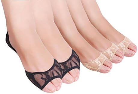CAcB Women's Lowest Cut Toeless Socks w/Forefoot Cushion &amp; Silicone Heel