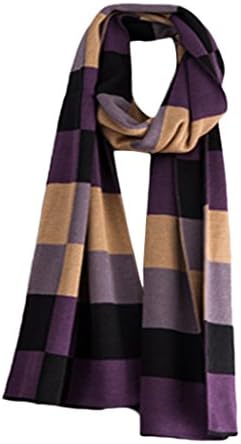 Ode-Rin Christmas Gift Soft Wool Delicate Work Scarf Purple-black