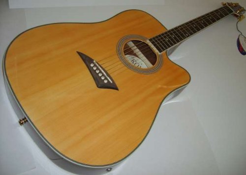 Kona Acoustic Electric Guitar - Kona K2 Acoustic Electric Dreadnought Cutaway Guitar In Natural High Gloss Finish Tooomoanonazaqa