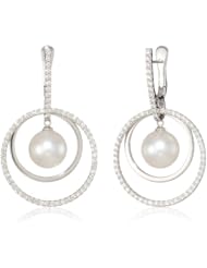 Baggins White Gold with Diamonds and White South Sea Pearls Circle Hoop Earrings