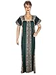 Moroccan Caftans for Womens Blue Green Floral Print Lounge Wear Cotton Kaftan Medium