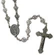 Boxed Silver Tone Rosary - Our Lady of Guadalupe - 4mm Beads - 28in