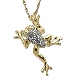 XPY 14k Yellow Gold Diamond Frog Pendant (.04 ct)