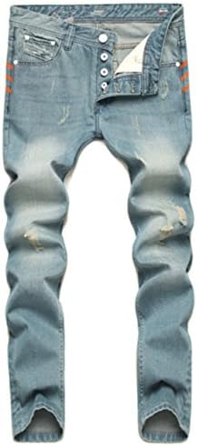 YAYAJIE Mens Simple Straight Fit Casual Skinny Denim Jeans Ripped Trouser Pants