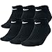 Nike Men's No-show cotton socks. 6 Pairs, Large (8-12), Black.