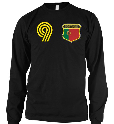 Portugal Crest International Retro Soccer Mens Thermal Shirt, Portuguese National Pride Mens Long Sleeve Thermal Shirt