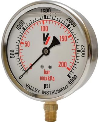 Grade A 4in. Stem Mount Glycerin Filled Gauge - 0-3,000 PSI