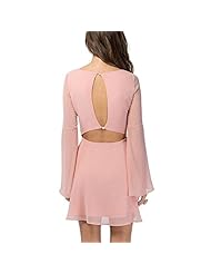 Sexy V-neck Short Chiffon Pleated Backless Long Sleeves Club Dress/Party Dress/Mini Dress 