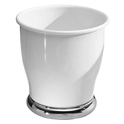 InterDesign Lora Waste Can, White/Chrome Hardware Building Materials