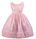 (コ-ランド) Co-land 発表会 フォーマル キッズドレス プリンセス風 結婚式 ベビーワンピース 女の子 ノースリーブ 蝶結びリボン 純色 花柄 子供ドレス ガールズ ピンク 110cm