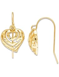 Aloha Heart Earrings in 14K Yellow Gold - 11mm