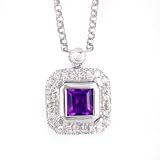 14K 1.00 CT Boxed Amethyst & Diamond Pendant