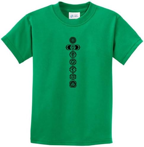 Buy Cool Shirts Kids Yoga White 7 Chakras Kelly Green Youth T-Shirt